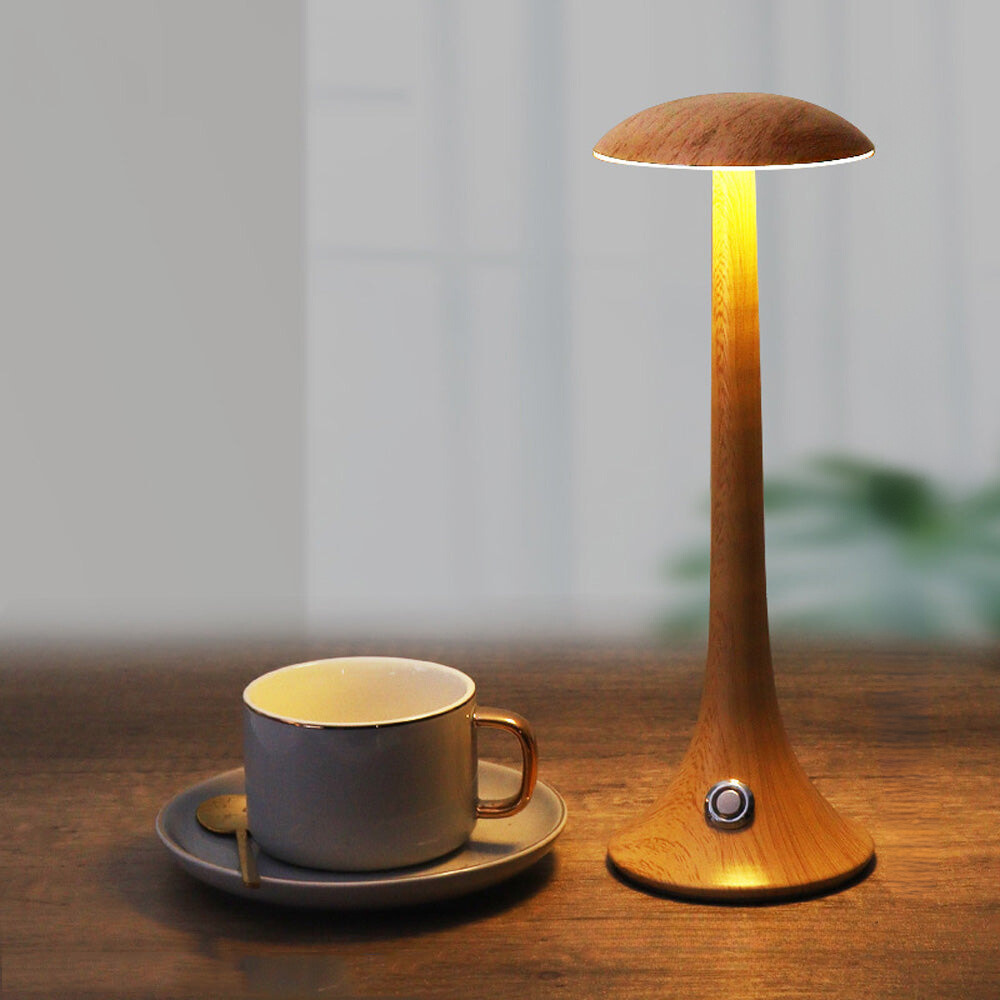 GlowMush | Stijlvolle houten tafellamp met accu