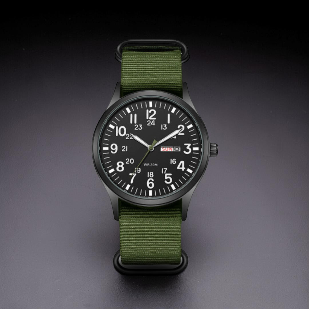 Reloj de pulsera para hombre estilo militar impermeable con correa de nylon para exteriores