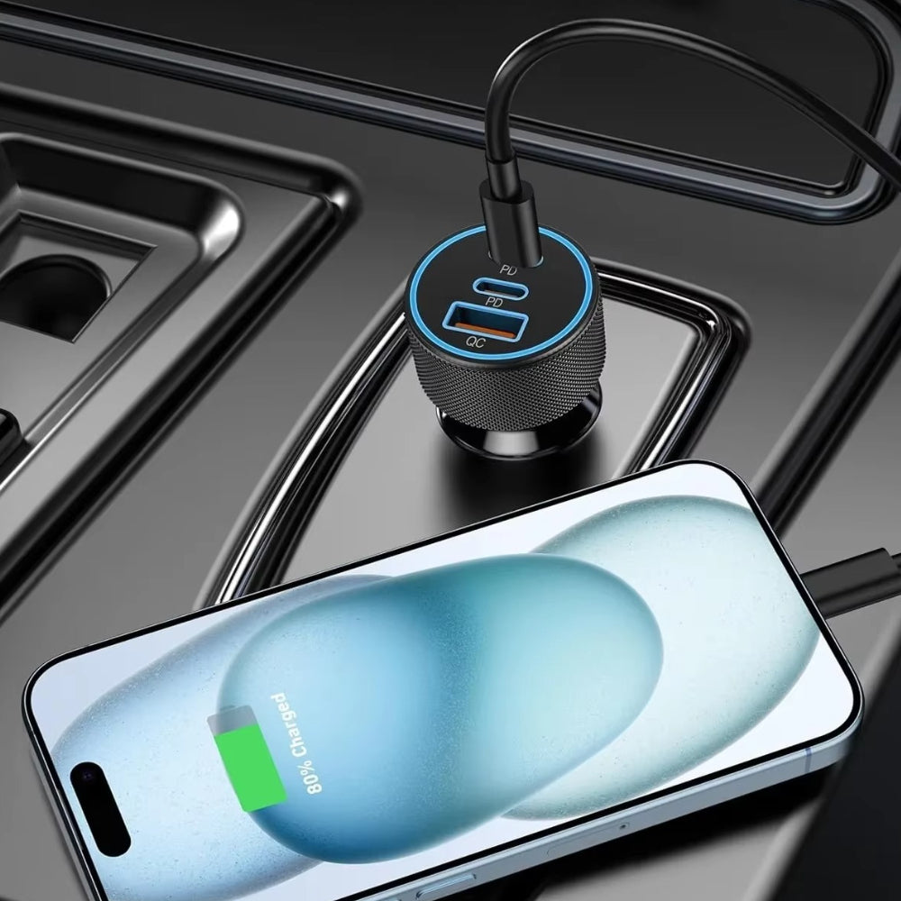 Car Charger USB C Fast Charging Dual Port Vehicle Adapter