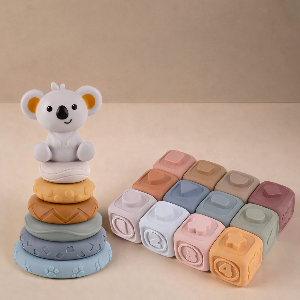 Baby Teething Toy Stacking Rings Sensory Learning Blocks