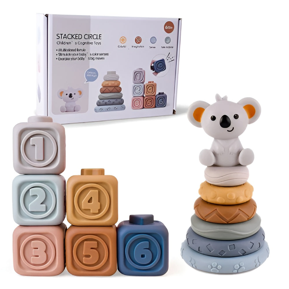 Baby Teething Toy Stacking Rings Sensory Learning Blocks