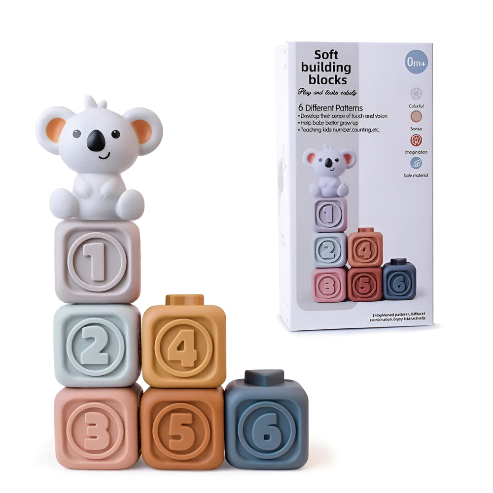Baby Teething Toy Stacking Rings Sensory Learning Blocks