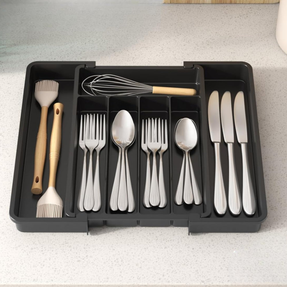 Cajón organizador ajustable para cubiertos, soporte para cubiertos de cocina