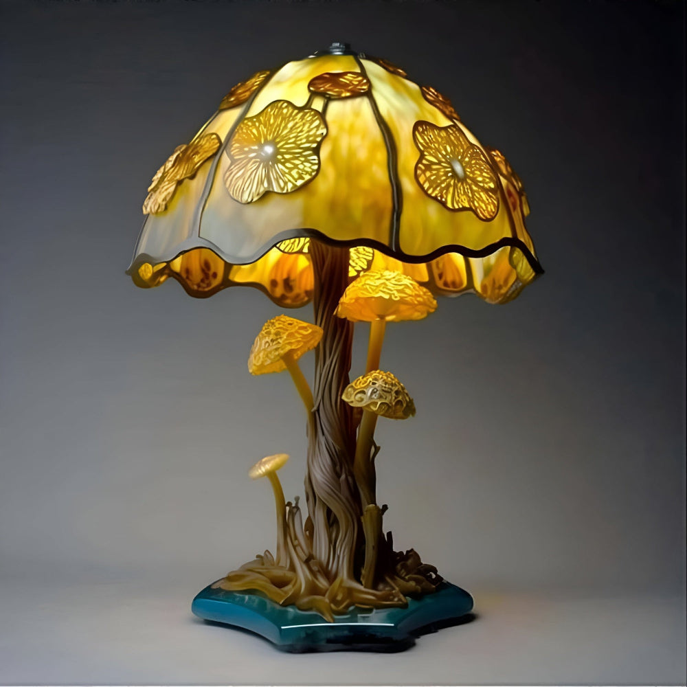 Bunte Glaslampe Tischlampe Lotus Kunst Beleuchtung 11