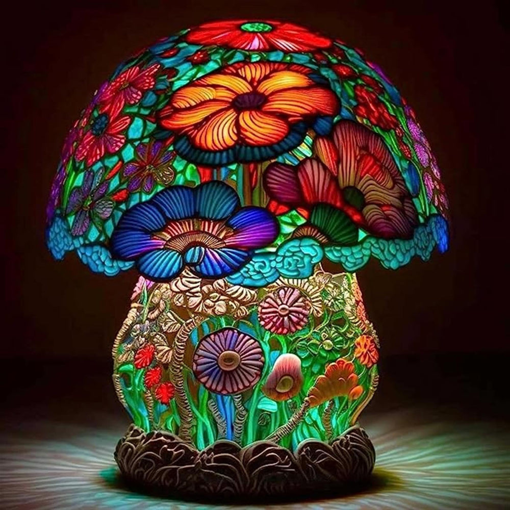 Bunte Glaslampe Tischlampe Lotus Kunst Beleuchtung 3