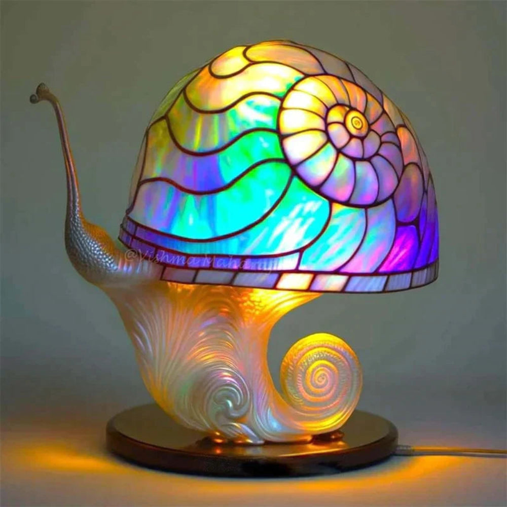 Bunte Glaslampe Tischlampe Lotus Kunst Beleuchtung 7