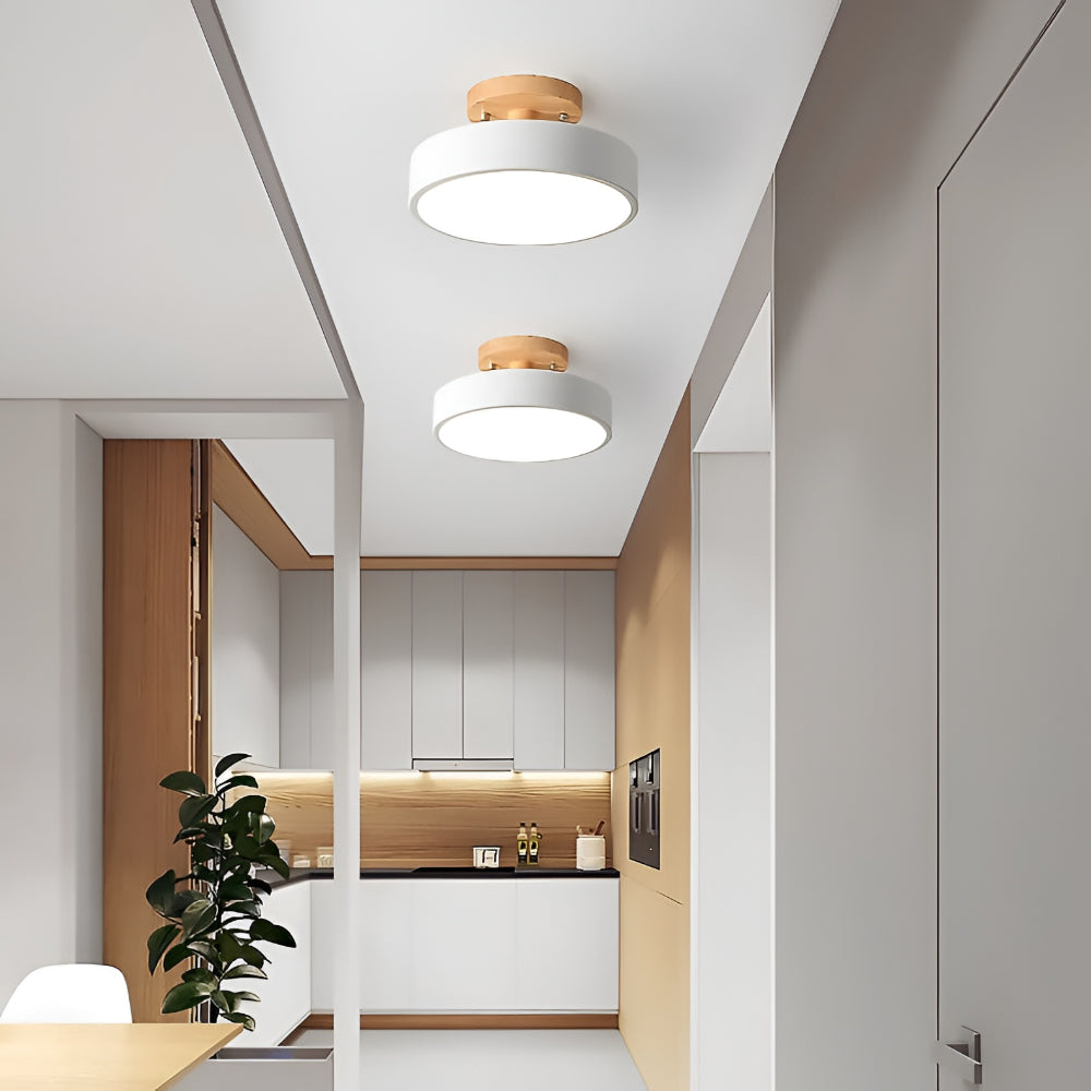 Ceiling Light LED Round Flush Mount Wood Modern Indoor Lamp