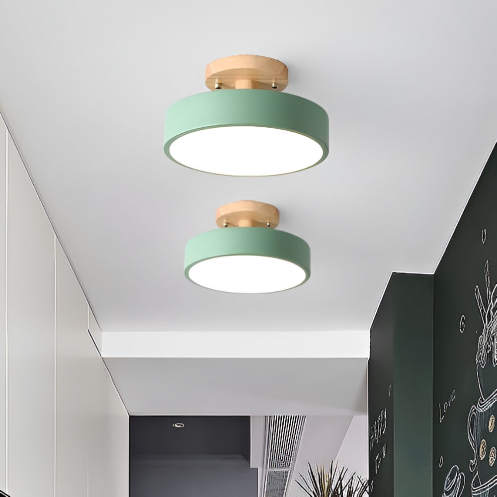 Ceiling Light LED Round Flush Mount Wood Modern Indoor Lamp
