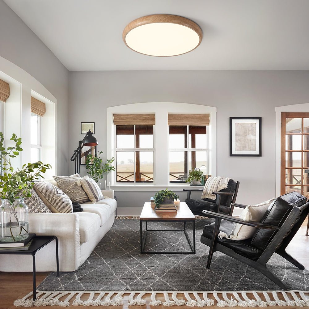 Deckenleuchte Holzoptik LED Modern Rund Innenbeleuchtung 8