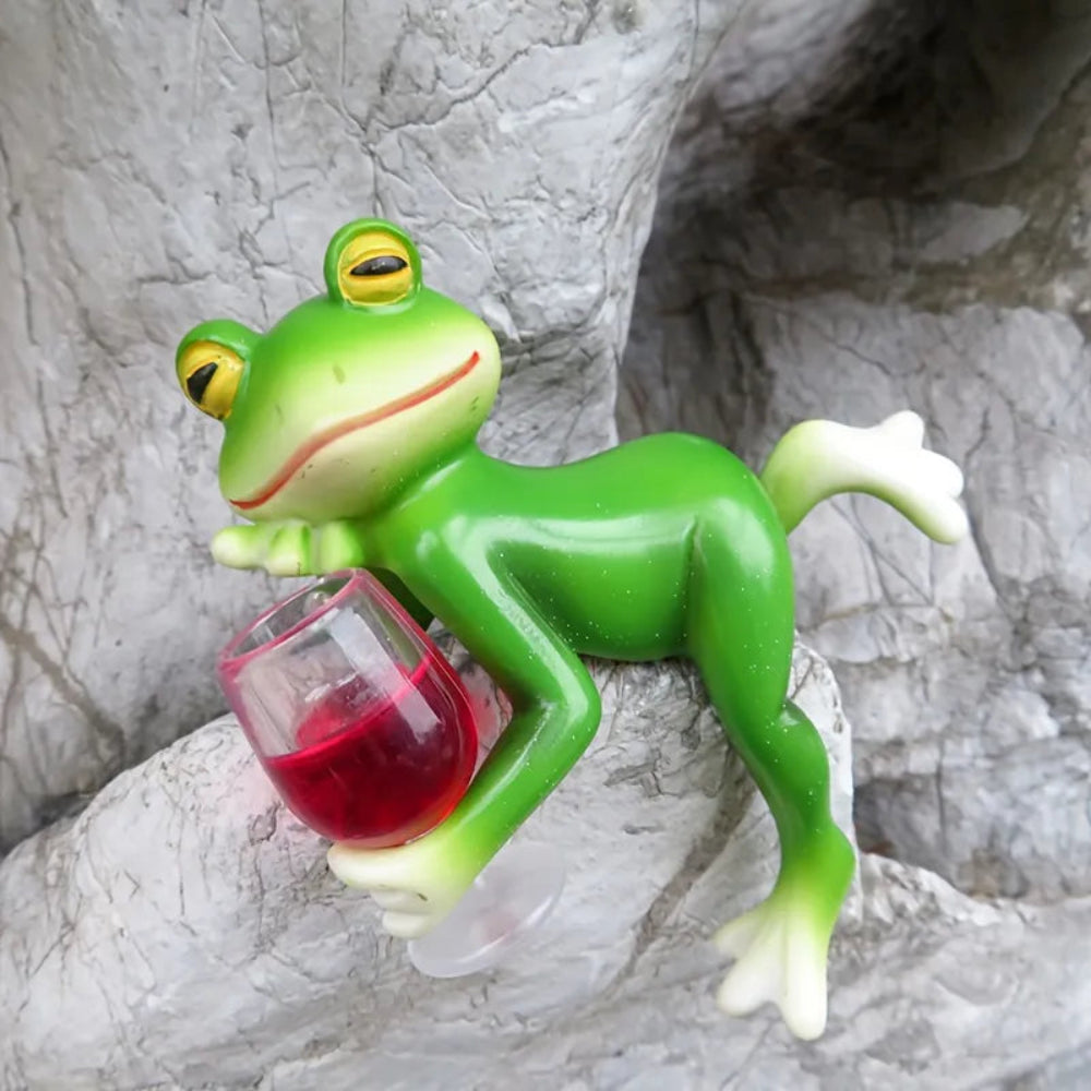 Dekorative Figur Gartenfrosch Weinglas Gartendekoration 7