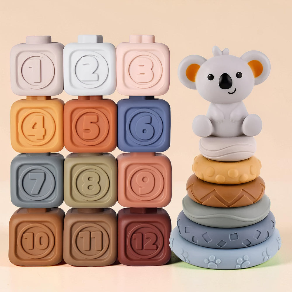 Anillo de dentición bebé Koala anillos apilables para morder y motricidad