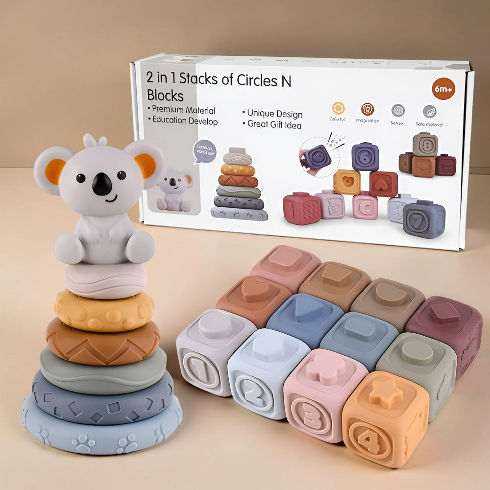 Anillo de dentición bebé Koala anillos apilables para morder y motricidad