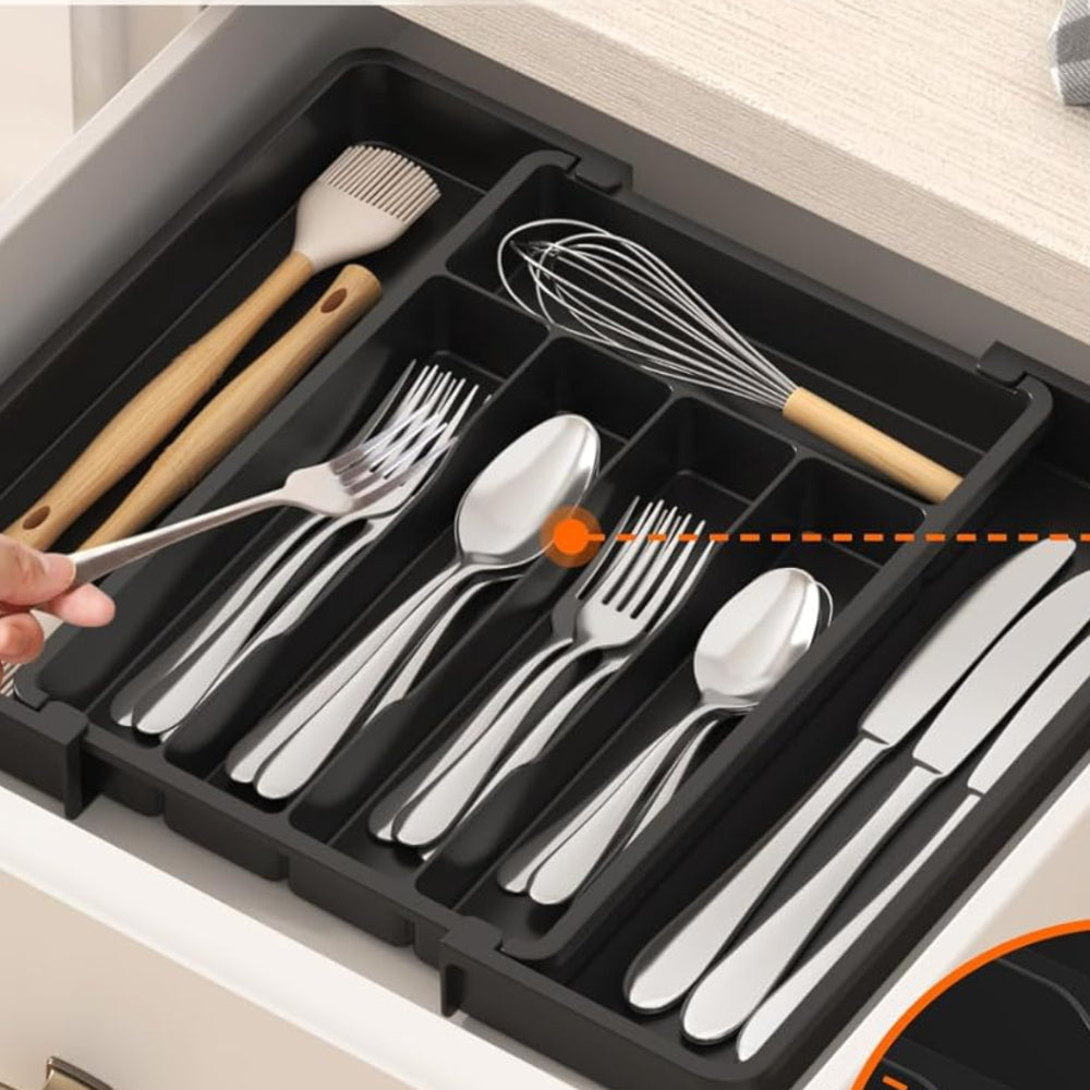 Cajón organizador ajustable para cubiertos, soporte para cubiertos de cocina