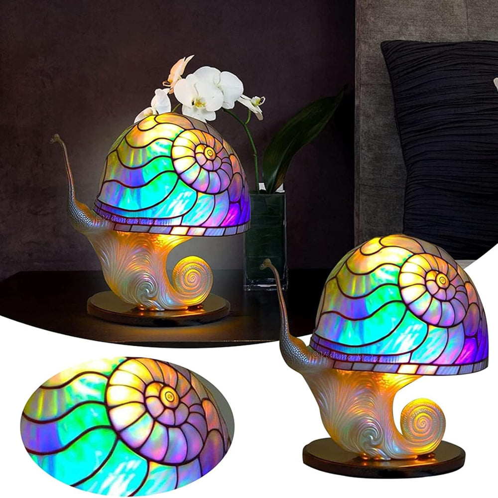 Bunte Glaslampe Tischlampe Lotus Kunst Beleuchtung 8