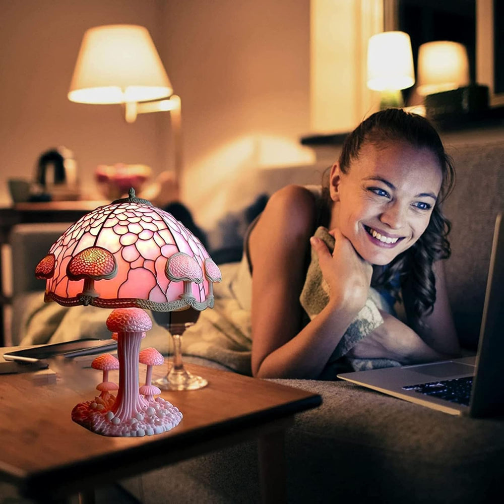 Bunte Glaslampe Tischlampe Lotus Kunst Beleuchtung 10