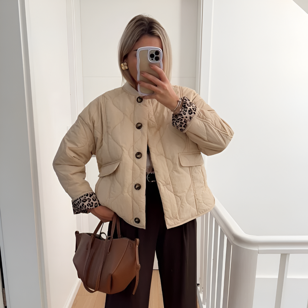 Damen Mantel Leopard Futter Chic Modern 10