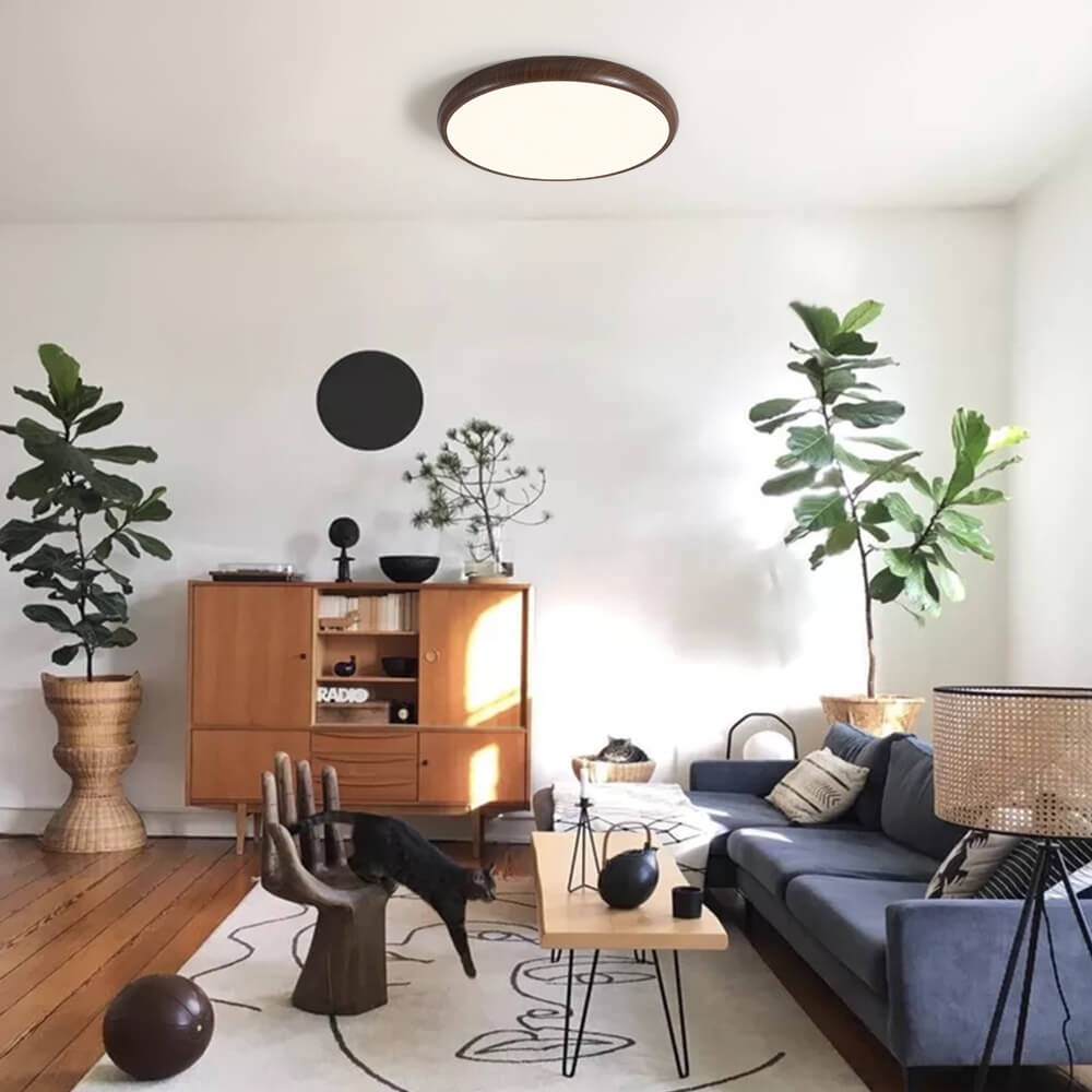 Deckenleuchte Holzoptik LED Modern Rund Innenbeleuchtung 2