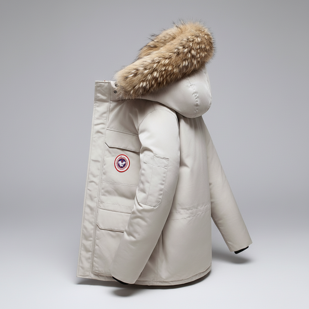 Men's Parka Fur Collar Mid-Length Warm Winter Jacket